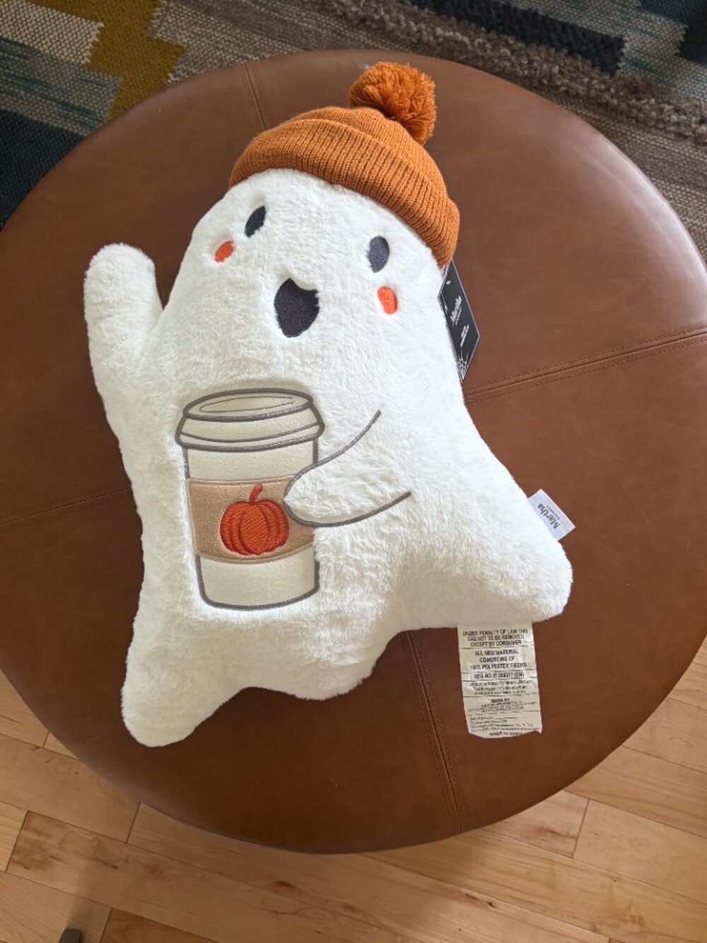 Martha Stewart Pumpkin Latte Ghost Pillow NWT Halloween decor TikTok Viral cute - Picture 2 of 7